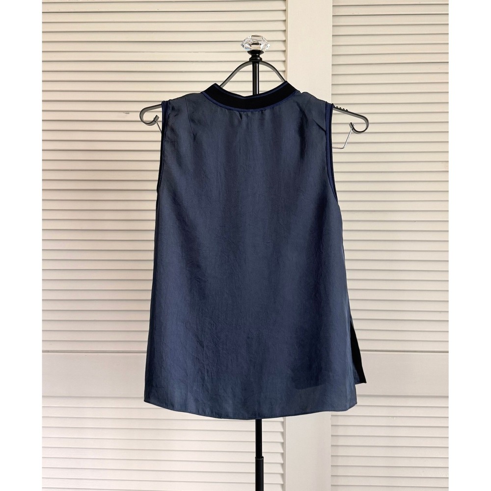 Rag & Bone Sleeveless Ribbed Neck High Low Top Navy Blue XS - Picture 3 of 5